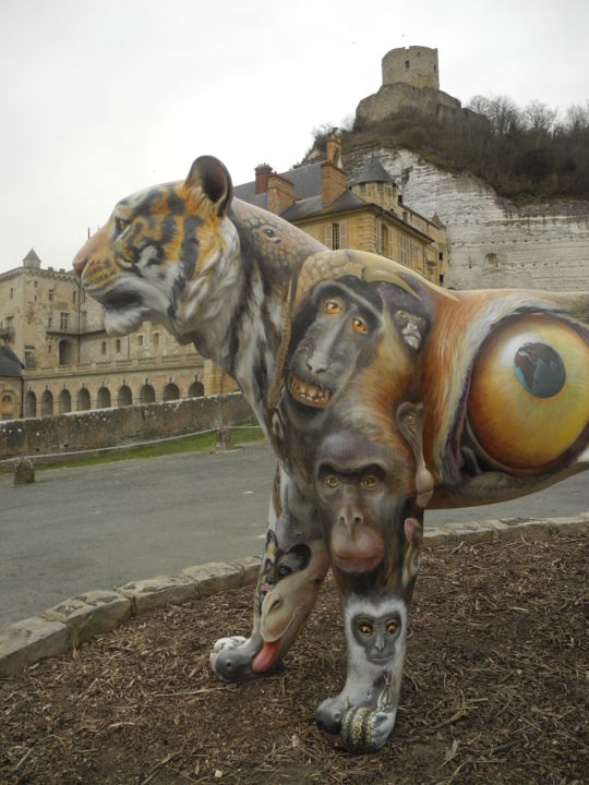 Peinture intitulée "Tigre Zoo d'Amnévil…" par Applestrophe, Œuvre d'art originale, Acrylique