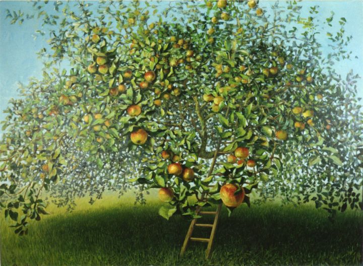 Painting titled "Eve's Ladder d'Appl…" by Applestrophe, Original Artwork, Acrylic