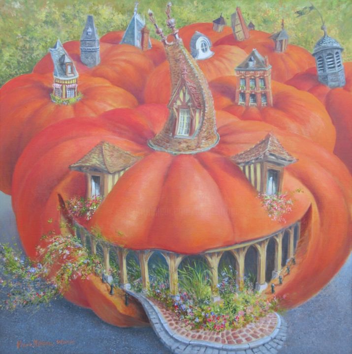 Painting titled "halle oween hallowe…" by Applestrophe, Original Artwork, Acrylic