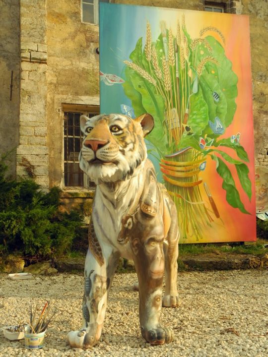 Sculpture intitulée "Sculpture Tigre AAB…" par Applestrophe, Œuvre d'art originale, Plastique