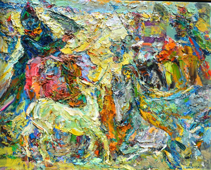 Painting titled "СКАЗ О ЕДИНОРОГЕ/…" by Aharon Aaron April April, Original Artwork, Oil
