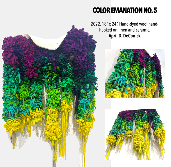 Arte tessile intitolato "Color Emanation No.…" da aprildeconickart, Opera d'arte originale, arazzo Montato su Vetro