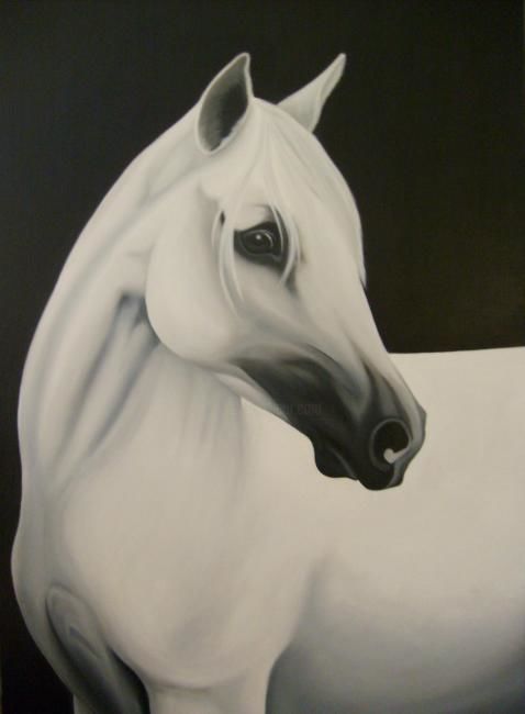Peinture intitulée "White Arab" par Aprille, Œuvre d'art originale, Huile