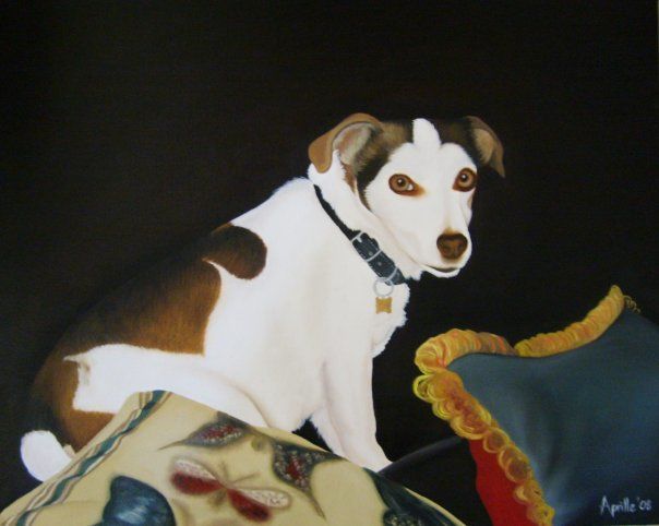 Peinture intitulée "Jack Russell" par Aprille, Œuvre d'art originale, Huile