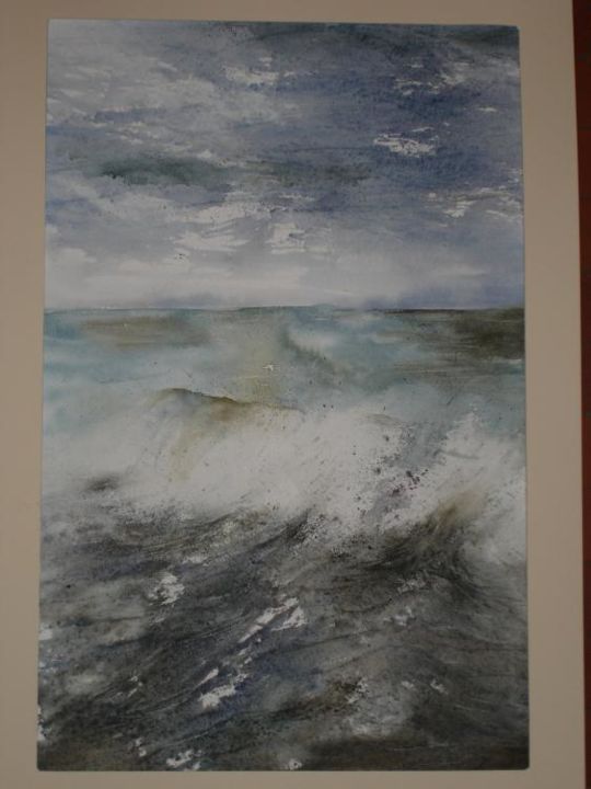 Peinture intitulée "mer du Nord" par Aquarellafabienne, Œuvre d'art originale,