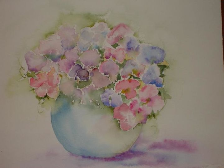 Peinture intitulée "pois de senteur en…" par Aquarellafabienne, Œuvre d'art originale, Autre