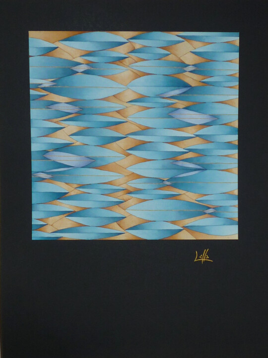 Картина под названием "A l'ombre d'un palm…" - Laurence Gallard, Подлинное произведение искусства, Акварель Установлен на ка…