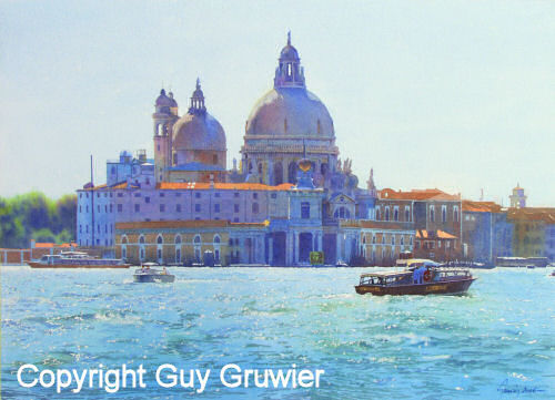 Painting titled "Venetian waters" by Guy Gruwier, Original Artwork