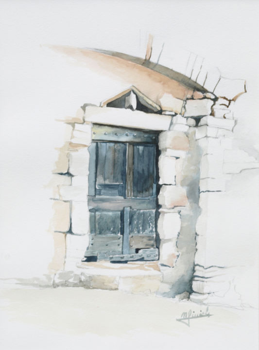 Peinture intitulée "La vieille porte." par Aquarelleencevennes, Œuvre d'art originale, Aquarelle
