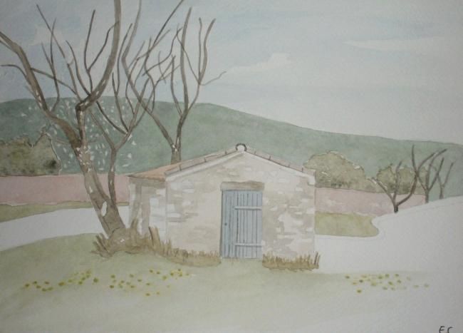 Peinture intitulée "CABANON EN PROVENCE" par E Callet, Œuvre d'art originale