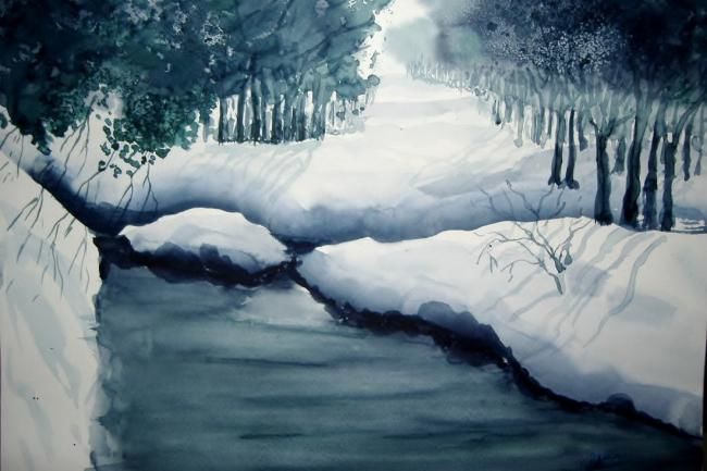 Painting titled "paysage-de-neige.JPG" by Paco Cabrera, Original Artwork