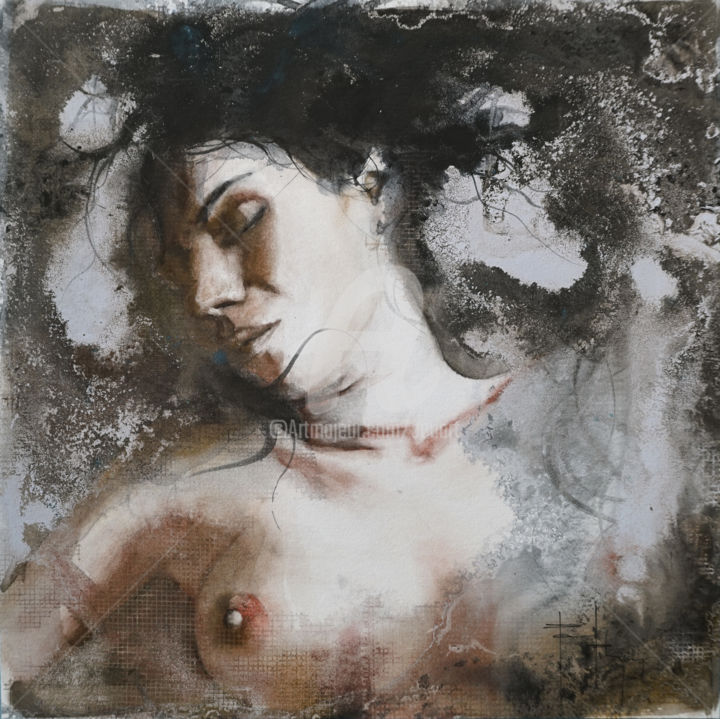 Schilderij getiteld "Sensitif  " Mona Li…" door Pascal Pihen, Origineel Kunstwerk, Acryl