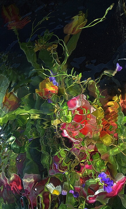Fotografia intitolato "plongée de fleurs" da Aquartistiq, Opera d'arte originale, Fotografia digitale