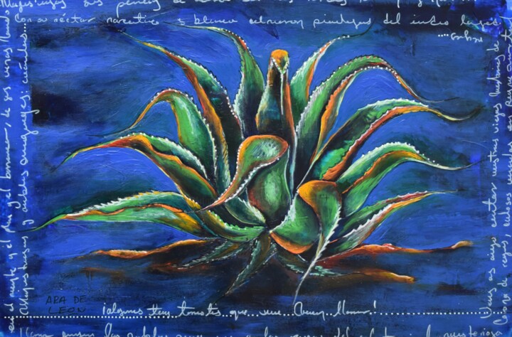 Painting titled "MAGUEY" by Ara De-Leon, Original Artwork, Acrylic