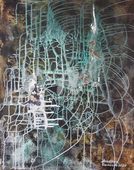 Painting titled ""Crispy Juice of Tr…" by Anastasia Racovcena, Original Art, Oil