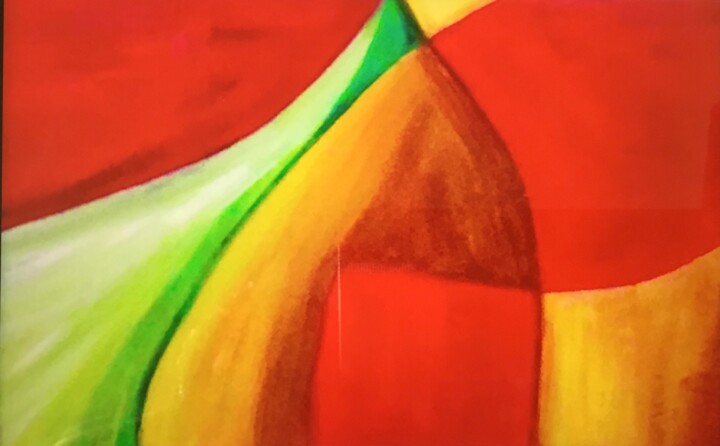 Painting titled "Mangoes" by Kay Nicté, Original Artwork, Oil Mounted on Wood Stretcher frame