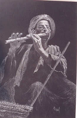 Painting titled "Flute Player" by Abdel Raouf Abdel Khalek, Original Art,