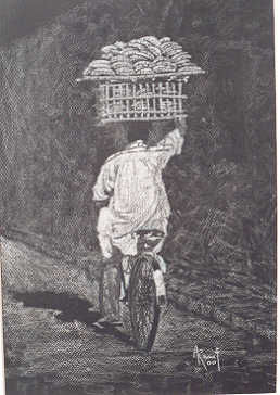 Painting titled "Bread Seller" by Abdel Raouf Abdel Khalek, Original Art,