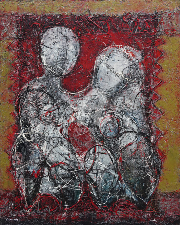 Картина под названием "LOVERS''" - Ararat Aleksanyan, Подлинное произведение искусства, Масло Установлен на Деревянная рама…