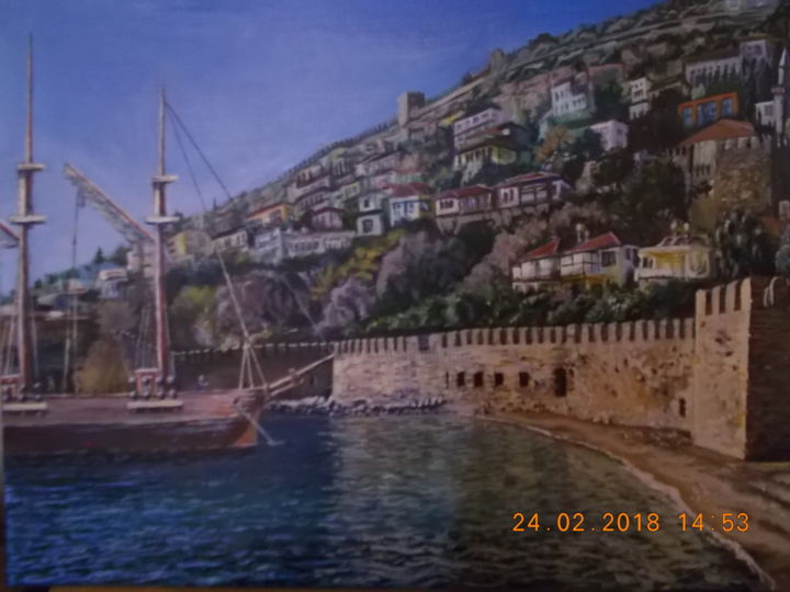 Painting titled "In the Turkish bay" by Artyom Ukhov, Original Artwork, Oil