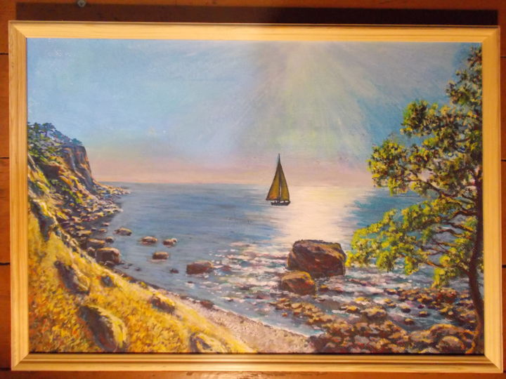 Painting titled "The Beach" by Artyom Ukhov, Original Artwork, Acrylic