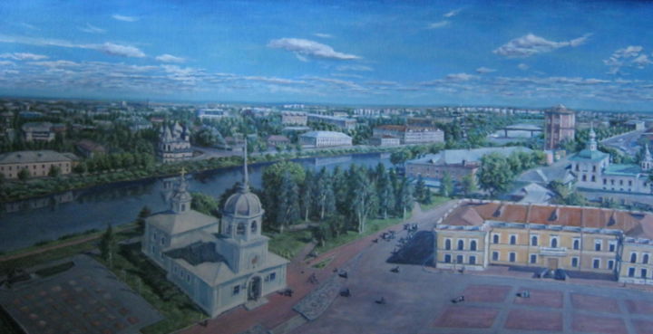 Peinture intitulée "Vologda town" par Artyom Ukhov, Œuvre d'art originale, Huile