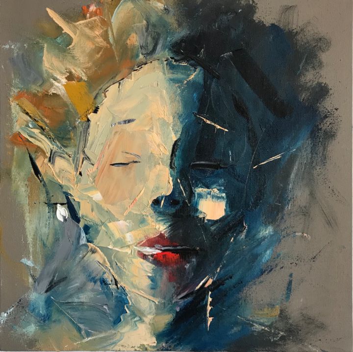 Картина под названием "In Trance" - Arbi Keshishian, Подлинное произведение искусства, Масло Установлен на Деревянная рама д…