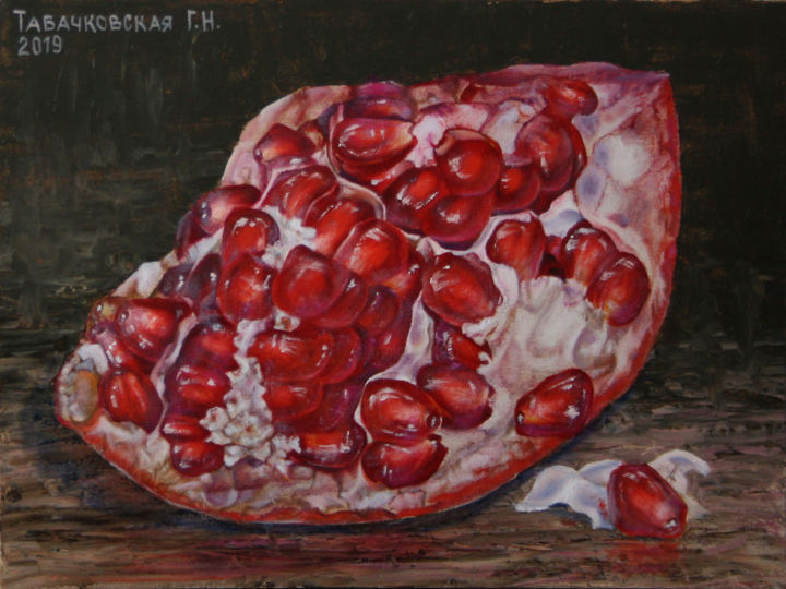 Картина под названием "Гранат" - Табачковская, Подлинное произведение искусства, Масло