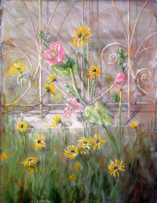 Painting titled "Outside the fence.…" by Tabachkovskaia, Original Artwork, Oil