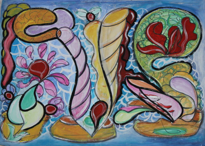 Painting titled "fiori" by Arcangelo Gentile, Original Artwork, Acrylic