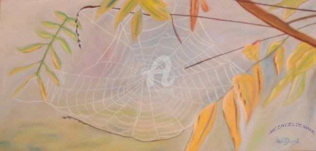 Dessin intitulée "Toile d'araignée au…" par Arc En Ciel De Marie, Œuvre d'art originale, Autre