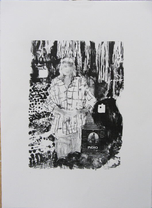Printmaking titled "Indio a Portales" by Claire Archenault, Original Artwork, Lithography