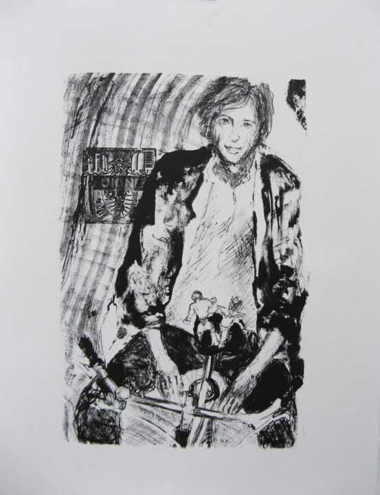 Printmaking titled "Indio a velo" by Claire Archenault, Original Artwork, Lithography