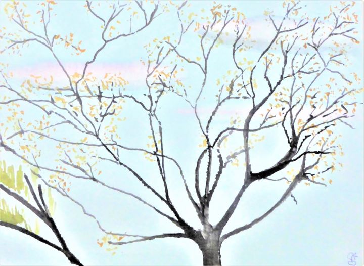 Painting titled "arbre, printemps" by Giulia Archer, Original Artwork, Watercolor