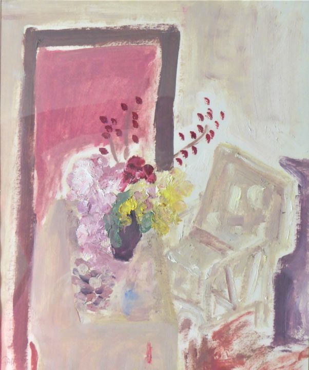 绘画 标题为“bouquet et fauteuil…” 由Giulia Archer, 原创艺术品, 油 安装在纸板上