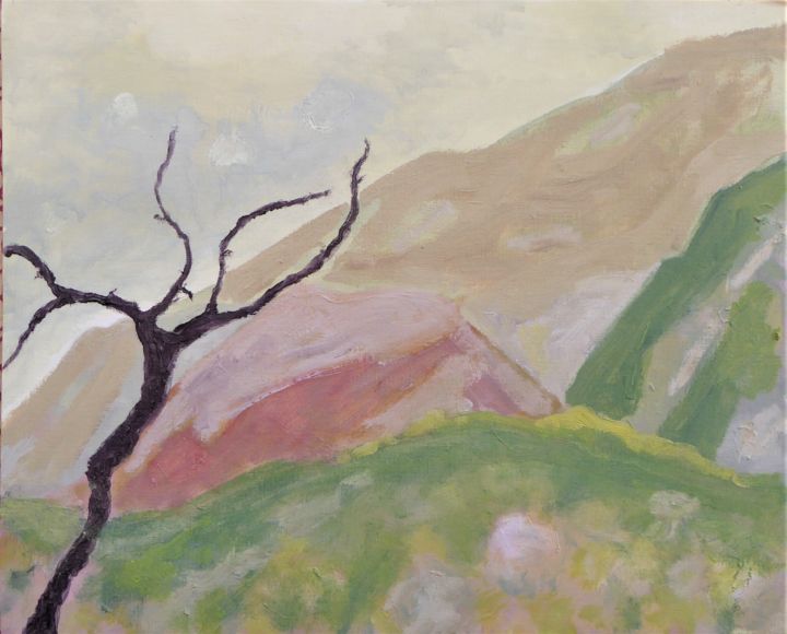 Painting titled "l'arbre tout nu" by Giulia Archer, Original Artwork, Oil