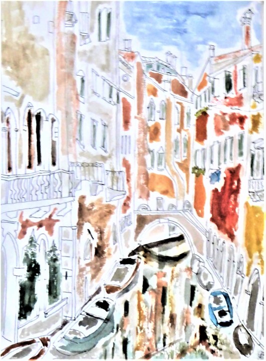 Painting titled "chaque maison son b…" by Giulia Archer, Original Artwork, Watercolor
