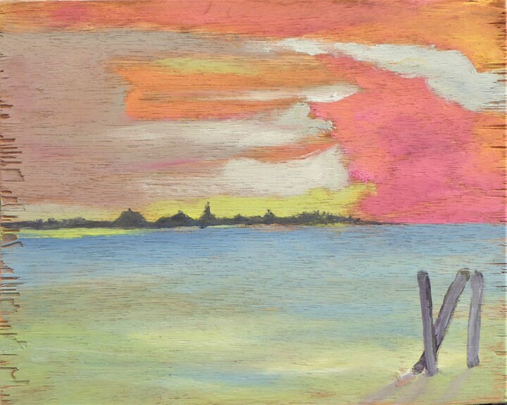 Painting titled "Venise, le ciel et…" by Giulia Archer, Original Artwork, Oil