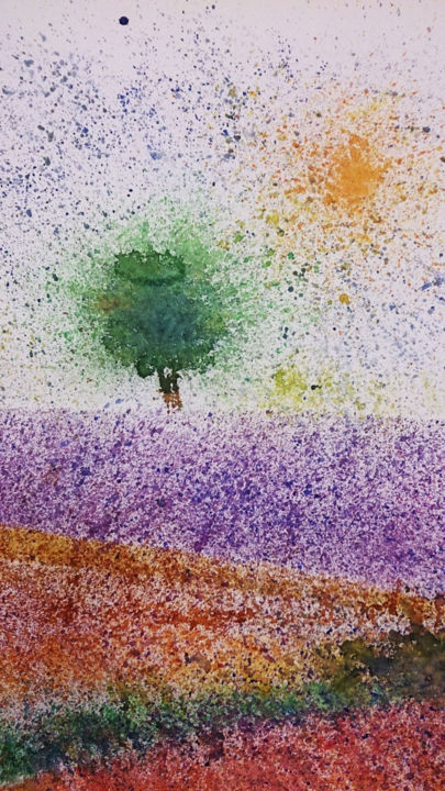 Painting titled "Tree" by Ayeh, Original Art, Watercolor