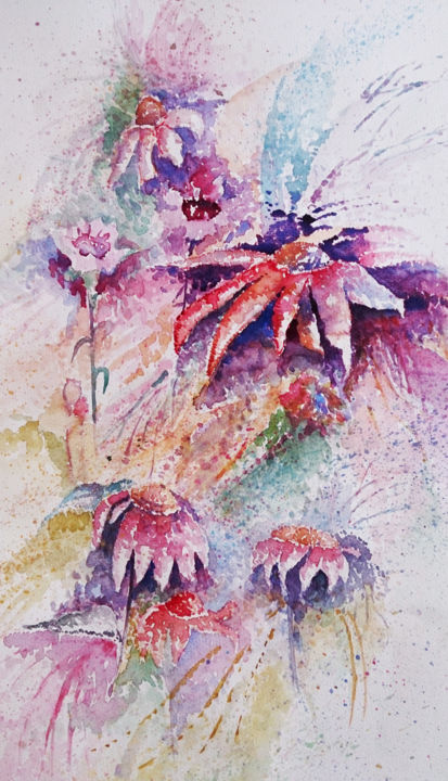 Painting titled "flower7" by Ayeh, Original Art, Watercolor