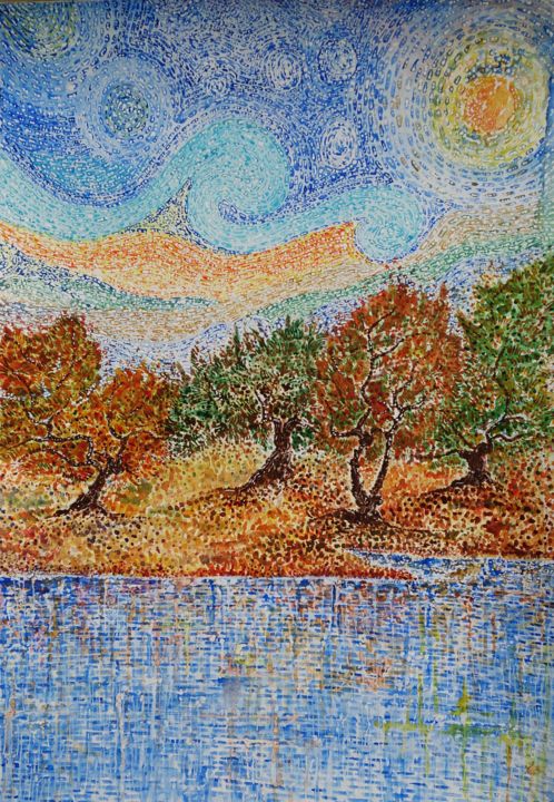 Painting titled "Sunny day" by Ayeh, Original Art, Watercolor