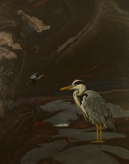 Painting titled "Tide of Oil" by Archie Batten, Original Art,