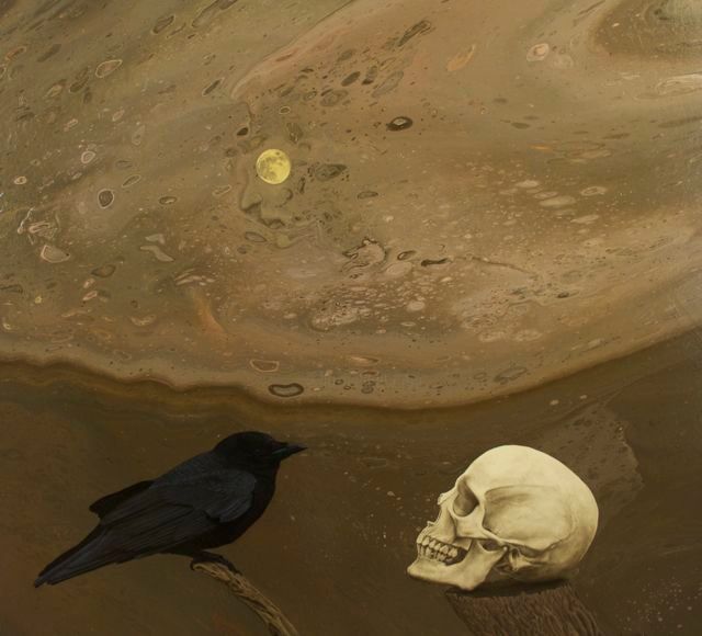 Painting titled "Crow, Skull and Sis…" by Archie Batten, Original Artwork