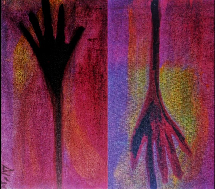 Schilderij getiteld "Hands" door Arciuli Vito (Bigboh), Origineel Kunstwerk, Tempera