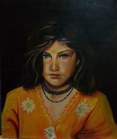 Painting titled "Afghan girl. Afgani…" by A. R. Dosantos, Original Artwork, Oil
