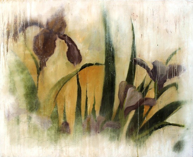Peinture intitulée "Iris des marais" par Ardouin Dumazet, Œuvre d'art originale, Huile