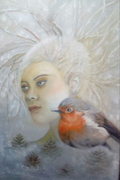 Painting titled "The winter queen." by Alix, Original Artwork, Oil
