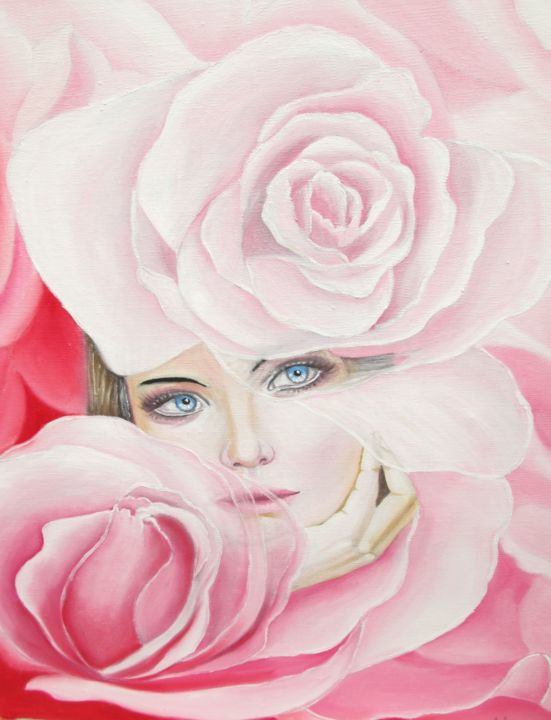Peinture intitulée "Birth of " Rose"" par Alix, Œuvre d'art originale, Huile