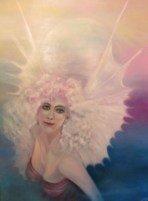 Pittura intitolato "La fée lunaire" da Alix, Opera d'arte originale, Olio