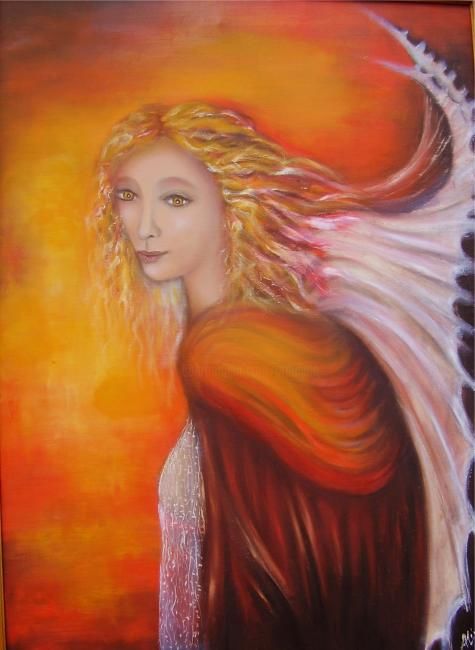 Peinture intitulée "L'ange mémory" par Alix, Œuvre d'art originale, Huile